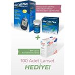 Plus Seker Ölçüm Cihazı 100 Strip (2 Kutu) Şeker Ölçüm Çubuğu (Lanset Hediye) - Ahşap