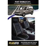 Plusoto Fiat Doblo (2+1) Ticari Uyumlu Vera Serisi Siyah Beyaz Oto Koltuk Kılıfı 5Li Takım Set T-3