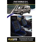 Plusoto Fiat Doblo (2+1) Ticari Uyumlu Vera Serisi Siyah Mavi Oto Koltuk Kılıfı 5Li Takım Set T-5