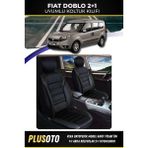 Plusoto Fiat Doblo (2+1) Ticari Uyumlu Vera Serisi Siyah Oto Koltuk Kılıfı 5Li Takım Set T-6