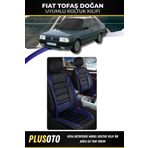 Plusoto Fiat / Tofaş Doğan Uyumlu Vera Serisi Siyah Mavi Oto Koltuk Kılıfı 5Li Takım Set M-138