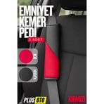 PlusOto Kırmızı Emniyet Kemer Pedi 2 Adet Cırtlı Emniyet Kemer Kılıfı Omuz ve Boyun Koruyucu