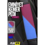 PlusOto Taraftar Bordo Mavi Emniyet Kemer Pedi 2 Adet Cırtlı Emniyet Kemer Kılıfı Omuz ve Boyun Koruyucu
