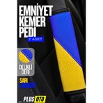 PlusOto Taraftar Sarı Lacivert Emniyet Kemer Pedi 2 Adet Cırtlı Emniyet Kemer Kılıfı Omuz ve Boyun Koruyucu