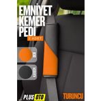 PlusOto Turuncu Emniyet Kemer Pedi 2 Adet Cırtlı Emniyet Kemer Kılıfı Omuz ve Boyun Koruyucu