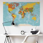 Plustablo Dünya Haritası Duvar Sticker, Okul Haritaları, Ofis Dünya Haritası, Kendinden Yapışkanlı Harita (70x105 Cm.) Renkli