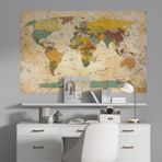 Plustablo Modern Şık Okul ve Eğitim için Uygun Dünya Haritası Duvar Sticker (70x105 Cm.)