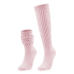PLZSITDOWN Kadınlar için Slouchy Çoraplar Esnek Diz Boyu Scrunch Çorap Yumuşak Uzun Sarkık Çizme Çorapları, Pembe, Tek Beden