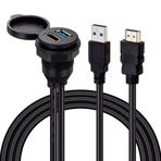 PM-12428 ARAÇ KONTROL PANELİ USB 3.0 + HDMI UZATMA KABLOSU GÖMME MONTAJ (AVD-169)