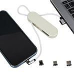 Pm-25905 Beyaz 3in1 (TYPE C- LİGHTNİNG- MİCRO USB) Manyetik Uç Taşınabilir Şarj Kablosu