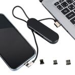 PM-25906 Siyah 3İn1 (Type C- Lightning- Micro Usb) Manyetik Uç Taşınabilir Şarj Kablosu