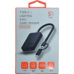 Pmr 8 In 1 Type C - Lightning USB Çoklayıcı- Compact Flash- Microsd-Sd Kart Okuyucu Type C Giriş - Siyah