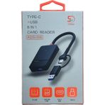 Pmr 8 In 1 Type C - USB 3.0 USB Çoklayıcı- Compact Flash- Microsd-Sd Kart Okuyucu Type C Giriş - Siyah