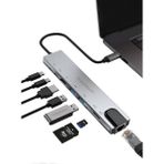 Pmr Powerway 8 In 1 Type-C Hub Dönüştürücü 4K HDMI USB Micro Sd Gigabyte Ethernet - Siyah