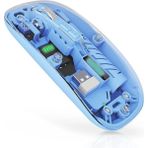 Pmr Şeffaf Tasarım Bluetooth + 2.4g Kablosuz Şarjlı Mouse - Mavi
