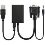 Pmr VGA To HDMI Çevirici Kablo Ses Çıkışlı VGA Dişi HDMI Erkek - Siyah