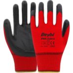 Pn5 Zebra Polyester Örme Nitril Eldiven No:10- 12 Çift - Kırmızı - Siyah
