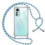 Pnakqil Xiaomi 12/12X 5G için cep telefonu zinciri, bantlı, şeffaf, yumuşak silikon, kordonlu, kolye, düşmeye karşı koruma, Mi 12/12X 5G 6,28 inç ile uyumlu, mavi