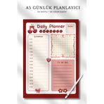 pnkycrco A5 Günlük Planlayıcı Kiraz Desenli | Bloknot Notepad To do List Not Kağıdı | 50 Sayfa