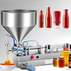 Pnömatik Makarna Şişesi Dolum Makinesi Pedallı ve Huni Yarı Otomatik Sıvı ve Macun Dispenseri (1-25 Şişe/Dakika), Piston Doldurma - 0,4-0,9 Mp Hava Basıncı, 150-1500 ML
