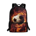 Poceacles 17 Erkek Kız Çocuk Sırt Çantası, Okul Öncesi, Anaokulu, İlköğretim için Ayarlanabilir Yastıklı Kayışlar, Yanan Ateş Futbol, One Size