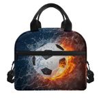 Poceacles Ateş Suyu Futbol Desen Yalıtımlı Su Geçirmez Öğle Yemeği Çantası Büyük Taşınabilir Soğutucu Öğle Yemeği Kutusu Ofis Egzersiz için Yıkanabilir Öğle Yemeği Çantası Erkekler