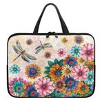 Poceacles Boho Mandala Dragonfly Baskı 10 12 13 15 17 İnç Dizüstü Bilgisayar Taşıma Çantası Dizüstü Bilgisayar Kılıfı - 360 Koruyucu Defter/Netbook Kol Çantası - Saplı Seyahat Evrak Çantası