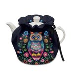 Poceacles Çaydanlıklar için Rahat Çay Küçük Çay Cosies, Mutfak Su Isıtıcısı Kahvaltı Tenceresi Kahve Tenceresi Koruyucu Masa Üstü Süslemeleri için Toz Kapak Bezi, Boho Baykuş Çiçekli
