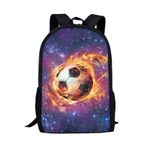 Poceacles Çocuklar Çocuk Okul Sırt Çantası 17 inç Bookbags Rahat Seyahat Sırt Çantası Erkek Kız Büyük Kapasiteli Sırt Çantası Okul Çantası, Galaxy Işıklı Ateş Futbol