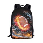 Poceacles Çocuklar Çocuk Okul Sırt Çantası 17 inç Bookbags Rahat Seyahat Sırt Çantası Erkek Kız Büyük Kapasiteli Sırt Çantası Okul Çantası, Su Ateş Rugby Futbol