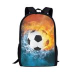Poceacles Çocuklar Çocuk Okul Sırt Çantası 17 inç Bookbags Rahat Seyahat Sırt Çantası Erkek Kız Büyük Kapasiteli Sırt Çantası Okul Çantası, Su Buz Ateş Futbol