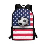 Poceacles Çocuklar için Sırt Çantaları 5+, Okul Çantası İlköğretim Öğrencileri, Ayarlanabilir Yastıklı Askıları ile Hafif Bebek Sırt Çantası, Amerikan Bayrağı Futbol, One Size