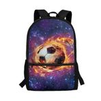 Poceacles Çocuklar için Sırt Çantası 17 İnç | Erkek Kız Çocuk için Kitap Çantası | Dolgulu Kayışlar ve Büyük Bölme | Okula Dönüş Malzemeleri, Galaxy Futbol Ateşi, One Size