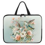 Poceacles Dizüstü Bilgisayar Kol Çantası Dizüstü Bilgisayar Taşıma Koruyucu Kılıf Neopren Kol Evrak Çantası Çanta Saplı Tote 10-17 İnç Netbook/Dizüstü Bilgisayar, Sinek Kuşu Gül Şakayık Çiçekli