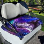 Poceacles Galaxy Wolf Kelebek Baskılı Golf Koltuk Kılıfı Kulüp Arabası, Gezi Otobüsü Araba Yastığı Kılıfı, Evrensel Fit 2 Koltuklu Golf Arabaları, Makinede Yıkanabilir