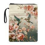 Poceacles Hummingbird Çiçek Baskı Kitap Kol Kitap Severler Kitap Koruyucu Fermuarlı Kitap Kılıfı Ciltsiz Kitaplar için Kitap Kapakları Polyester Dayanıklı Kitap Kollu