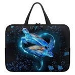 Poceacles Kaplumbağa Çiçek Baskı Laptop Kol Çantası Taşınabilir Laptop Çantası Taşıma Bilgisayar Çantası Saplı Neopren Netbook/Ultrabook Koruyucu Evrak Çantası Çantası Tote