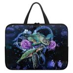 Poceacles Kaplumbağa Gül Çiçek Baskı Laptop Çantası Kadınlar için Su Geçirmez Laptop Kol Taşınabilir Laptop Çantası Neopren Netbook/Ultrabook Koruyucu Evrak Çantası Çantası Tote