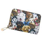 Poceacles Mini kredi kartı tutucu koruyucu kılıf kadın erkek için, fermuar taşınabilir cüzdan bozuk para cüzdanı seyahat iş için, Hayvan Köpek-çok renkli, 4.72"*3.27"*0.98" Inches, Hayvan baskısı