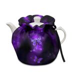 Poceacles Mor kelebek baskı çaydanlık toz kapağı çay rahat çaydanlıklar için çay su ısıtıcısı örtüsü yalıtım kahvaltı sıcak tutmak dekoratif çay Cosies mutfak ev masa üstü
