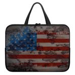 Poceacles Retro Amerikan Bayrağı Baskı Laptop Çantası Kadın Erkek Gençler için Su Geçirmez Taşıma Bilgisayar Çantası Saplı, Neopren Netbook/Ultrabook Koruyucu Evrak Çantası Çantası Tote