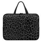 Poceacles Siyah Leopar Baskı Laptop Tote Çanta 10 12 13 15 17 Inç Laptop Taşıma Çantası Notebook/Netbook Kol Çantası Kılıfı - Saplı Seyahat Evrak Çantası