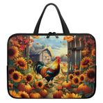 Poceacles Tavuk Ayçiçeği Baskılı 10-17 İnç Dizüstü Bilgisayar Kol Taşıma Çantası Chromebook Kapak Kılıfı, Neopren Netbook/Ultrabook Koruyucu Evrak Çantası Okul İş Seyahat için Saplı Tote