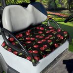 Poceacles Universal Fit Golf Araba Koltuk Kılıfları, Kırmızı Kiraz Baskı Golf Arabası Aksesuarları Kadınlar için Golf Arabası Koltuk Battaniyesi, Yaz Golf Arabası Koltuk Havlusu, Siyah