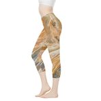 Poceacles Yüksek Bel Kadın Yoga Tayt, Kaldırma Olmayan Spor Salonu Karın Kontrol Tayt, XS-3XL, Mermer-sarı, M