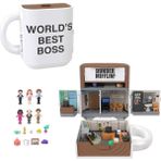 Pocket ve The Office Mini Oyun Seti, 6 Karakter Figürü ve 9 Aksesuar, Koleksiyona Uygun Partnership Oyuncağı, Kupa Bardak Şeklinde, JCC19