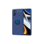 Poco M4 Pro 4g Kılıf Metal Stant Olabilen Yüzüklü Flexring Premium Silikon Kılıf - Mavi
