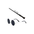 POEBGO FAMİLY'S Harry Potter Asası 30 cm ve Siyah Metal Çerçeveli Harry Potter Gözlüğü Seti (5162)