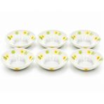 Poeme Anis Çok Amaçlı Kase, Sarı Çiçek Desenli, Temperli Cam, 16 cm, 6'lı Set