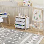 Pofitto 3 Sepetli Çok Amaçlı Oyuncak Dolabı MDF Beyaz Renk 45 cm Yükseklik 40 cm Genişlik 30 cm Derinlik - Beyaz - Ahşap